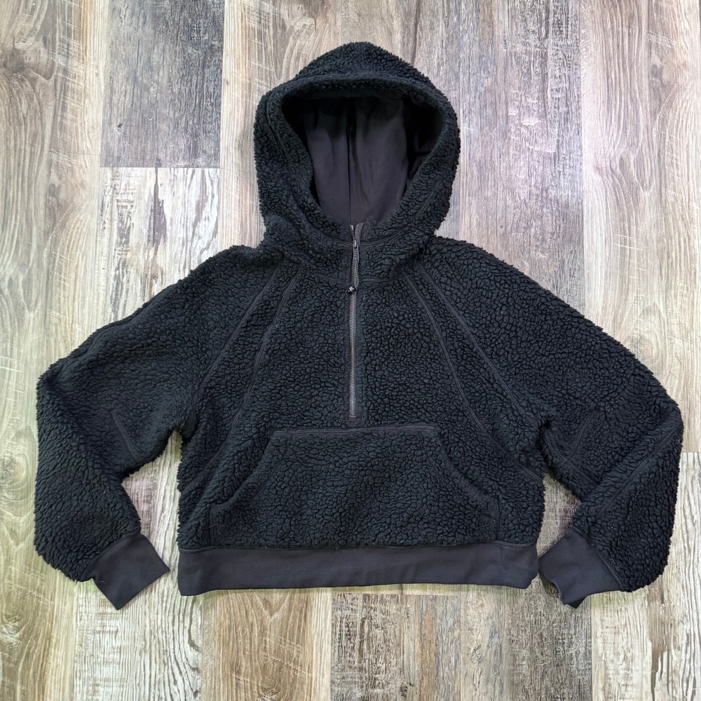 Lululemon Hoodie Women XS/S Black Scuba Oversized Sherpa 1/2 Zip Fleece Pullover